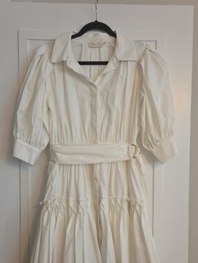 Ramy Brook Creamy White Belted Shirt Dress
